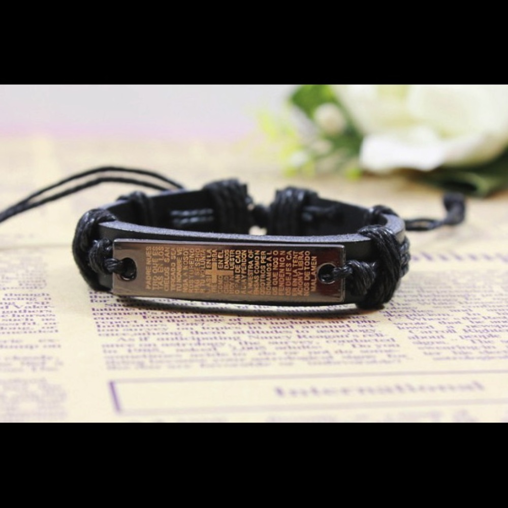 Spanish Prayer Genuine Leather Unisex Bracelet